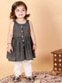 Vastramay SISHU Girl's Black Striped Handloom Kurta With Cream Pyjama Set